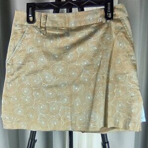 Sport Haley Cotton Blend Golf Skort In Tan/Brown/Gold With Blue Accents. Size 6